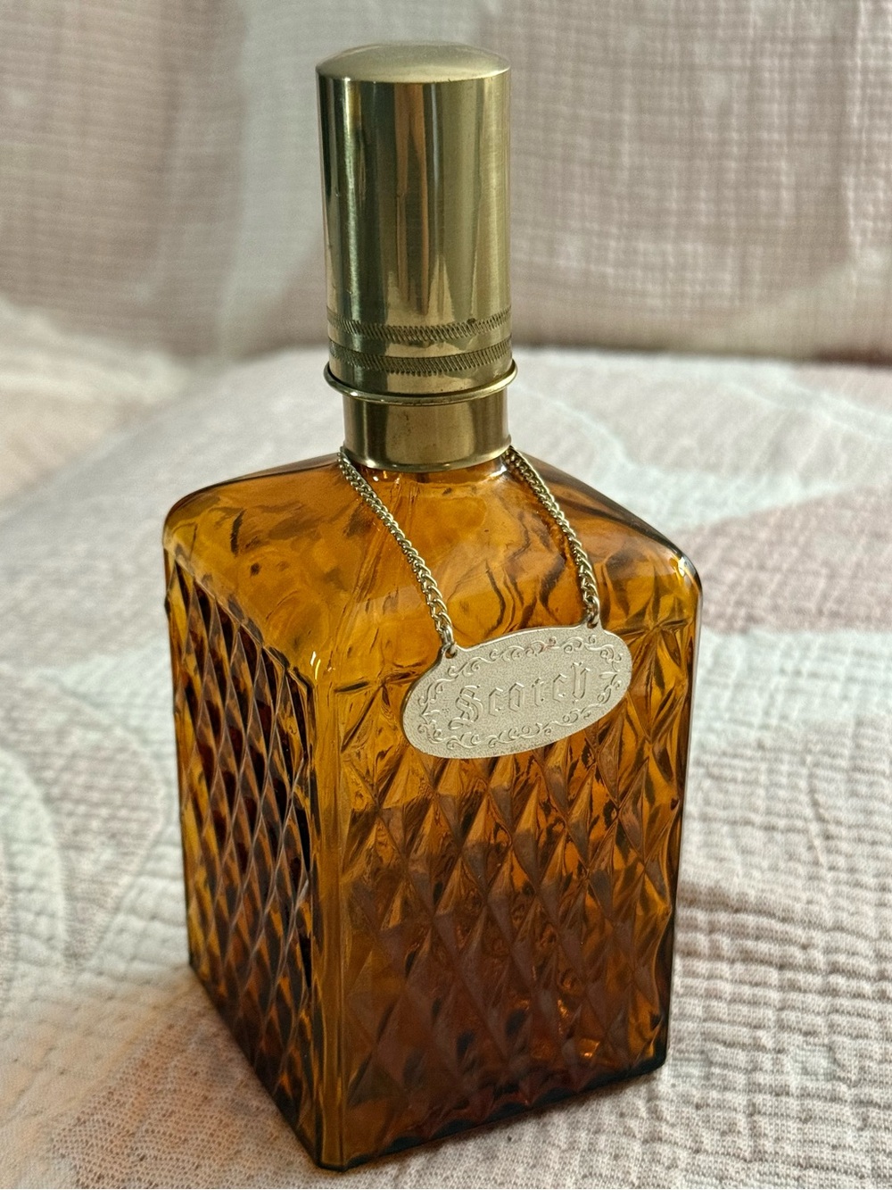 VINTAGE AMBER GLASS DECANTER-STYLE DECOR ITEM